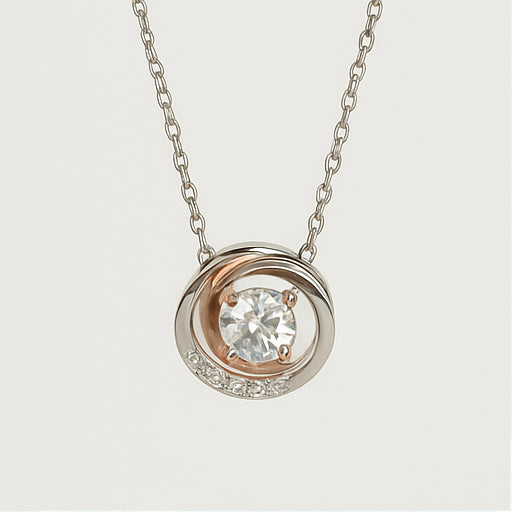 Two-Tone Circle Moissanite Pendant Necklace