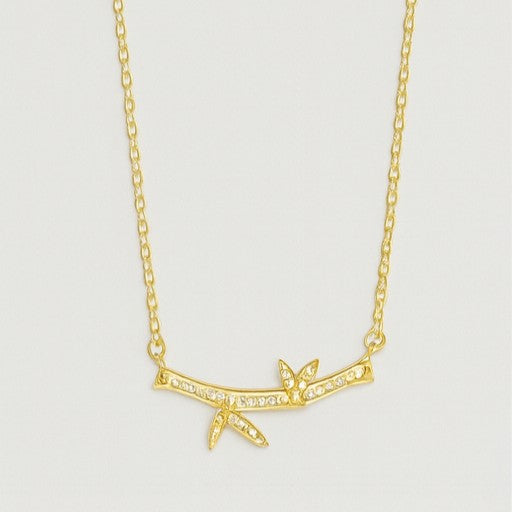 Gold Bamboo-Inspired Pendant Necklace - PEACORA
