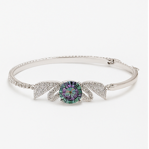 Iridescent Leaf Sterling Silver S925 Bracelet - PEACORA