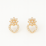 Load image into Gallery viewer, Gold Sparkling Crown Heart Studs - PEACORA
