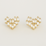 Load image into Gallery viewer, Gold Crystal Heart Stud Earrings - PEACORA
