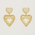 Double Heart Drop Earrings - PEACORA