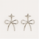 Load image into Gallery viewer, Star Bow Diamond Drop Earrings - PEACORA
