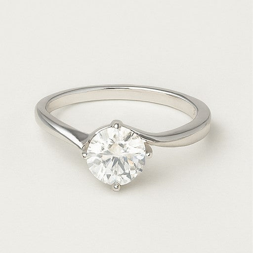 Cradled Solitaire Round Moissanite Ring - PEACORA