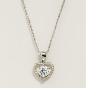 Silver Moissanite Heart Pendant Necklace - PEACORA