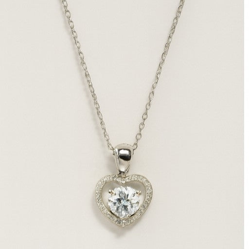 Silver Moissanite Heart Pendant Necklace - PEACORA