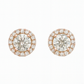 Oval Halo Diamond Stud Earrings - PEACORA