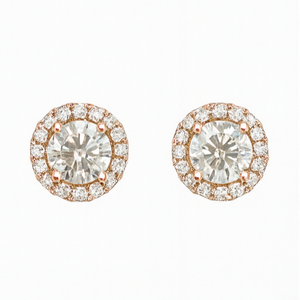 Oval Halo Diamond Stud Earrings - PEACORA