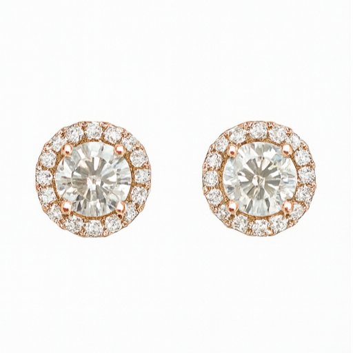 Oval Halo Diamond Stud Earrings - PEACORA