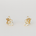 Golden Leaf Crystal Stud Earrings - PEACORA