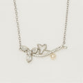 Elegant Crystal Pearl Bow Necklace - PEACORA