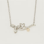 Load image into Gallery viewer, Elegant Crystal Pearl Bow Necklace - PEACORA
