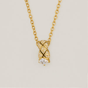 Gold Crystal Barrel Pendant Necklace - PEACORA