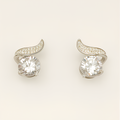 Elegant Wave Diamond Stud Earrings - PEACORA