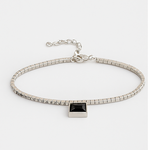 Load image into Gallery viewer, Radiant Ruby Charm Sterling Silver Bracelet Black - PEACORA
