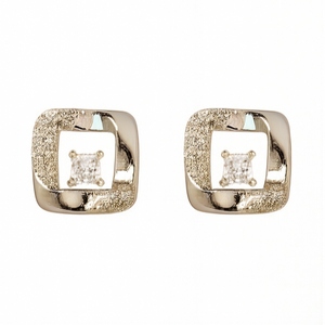 Modern Square Diamond Earrings - PEACORA