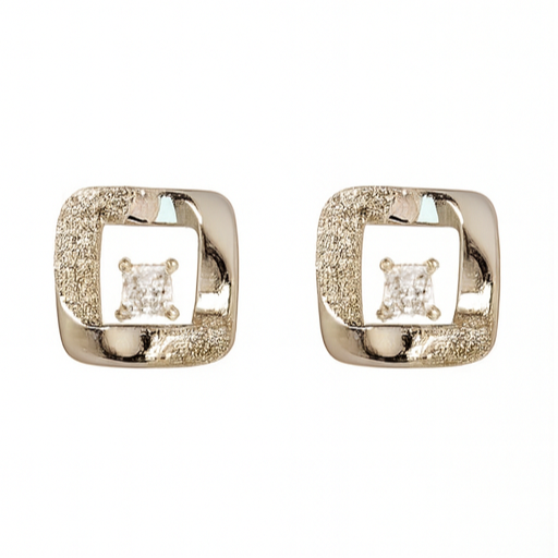 Modern Square Diamond Earrings - PEACORA