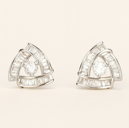 Triangular Baguette Diamond Earrings - PEACORA