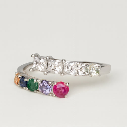 Rainbow Open Band Gemstone Ring