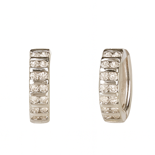 Elegant Diamond Row Hoop Earrings - PEACORA