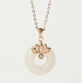 Lotus White Jade Rose Gold Vermeil Pendant Necklace - PEACORA