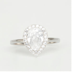 Pear-Shaped Halo Engagement Ring - PEACORA