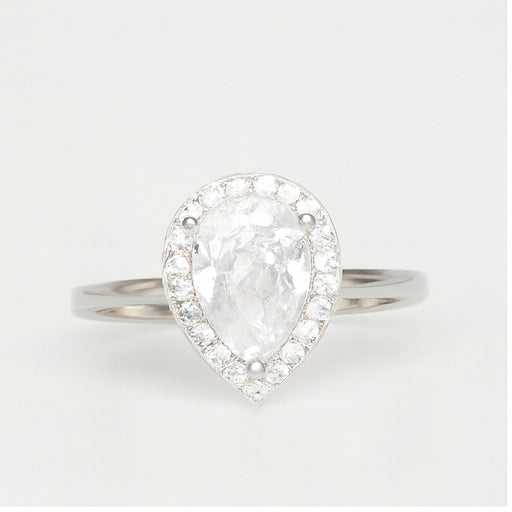 Pear-Shaped Halo Engagement Ring - PEACORA