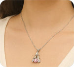 Load image into Gallery viewer, Eiffel Tower Pink Moissanite Necklace
