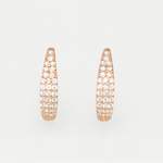 Load image into Gallery viewer, Rose Gold Pavé Tapered Hoops - PEACORA
