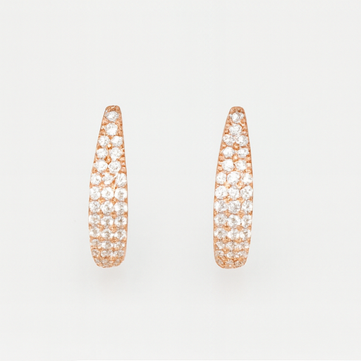 Rose Gold Pavé Tapered Hoops - PEACORA