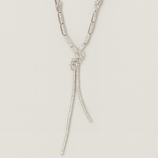 Baguette Cluster Lariat Bridal Necklace