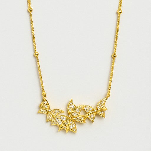 Gold Vermeil Butterfly Cluster Pendant Necklace - PEACORA