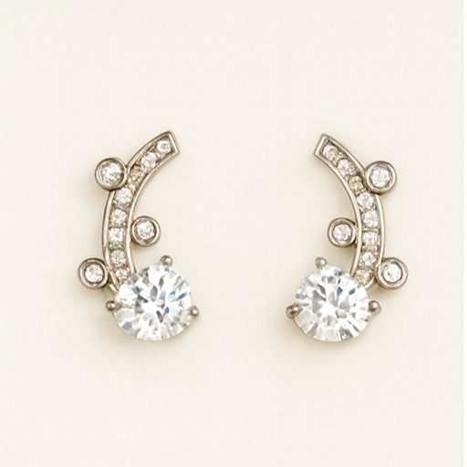 Brilliant Curve Diamond Earrings - PEACORA