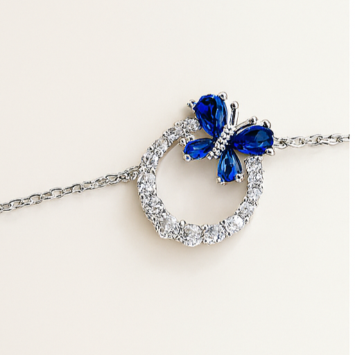 Blue Butterfly Sterling Silver Bracelet - PEACORA
