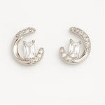 Load image into Gallery viewer, Crescent Baguette Diamond Earrings - PEACORA
