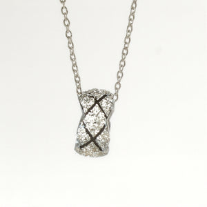 Silver Crystal Barrel Pendant Necklace - PEACORA