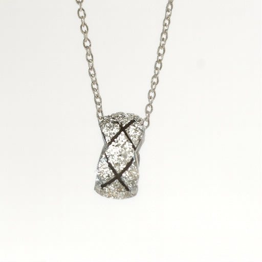 Silver Crystal Barrel Pendant Necklace - PEACORA