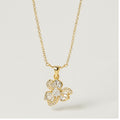 Gold Floral Crystal Pendant Necklace - PEACORA