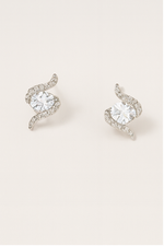 Load image into Gallery viewer, Wavy Swirl Pavé Stud Earrings - PEACORA
