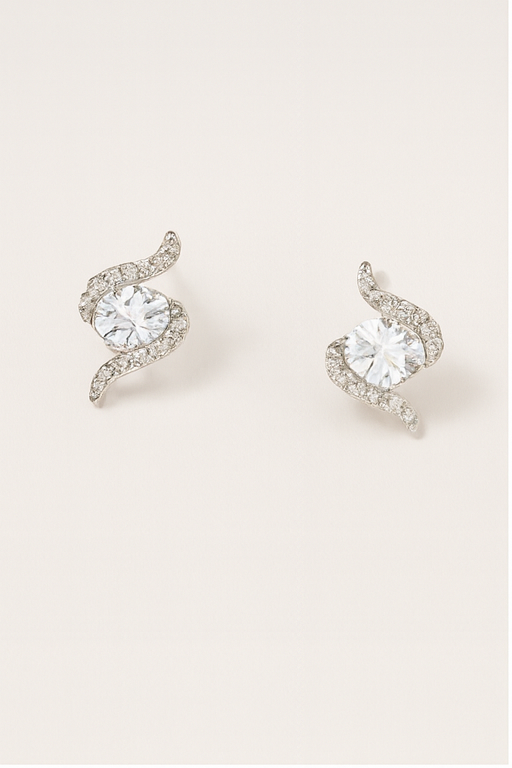 Wavy Swirl Pavé Stud Earrings - PEACORA