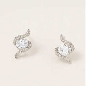 Wavy Swirl Pavé Stud Earrings - PEACORA