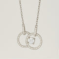 Silver Double Circle Pendant Necklace - PEACORA