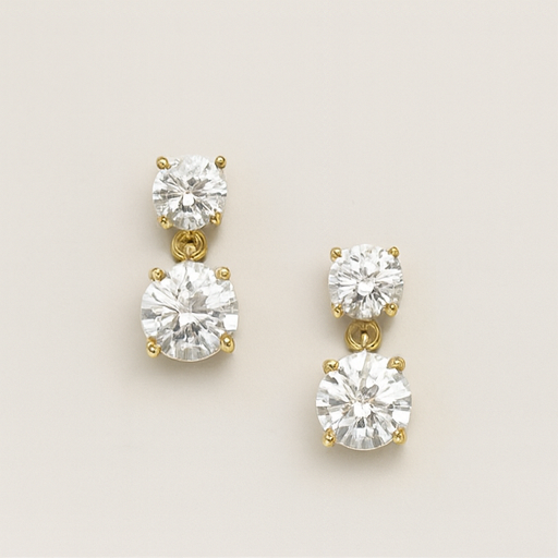 Elegant Gold Double Stud Earrings - PEACORA