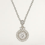 Load image into Gallery viewer, Silver Radiant Halo Pendant Necklace - PEACORA

