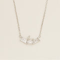 Silver Baguette Crystal Pendant Necklace - PEACORA