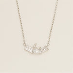 Load image into Gallery viewer, Silver Baguette Crystal Pendant Necklace - PEACORA
