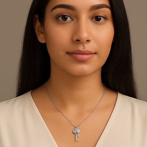 Sterling Silver Clover Key Necklace