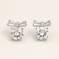 Bow-Cut Crystal Stud Earrings - PEACORA