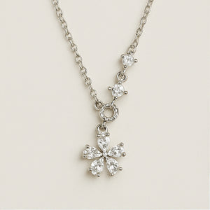 Dainty Crystal Flower Pendant Necklace - PEACORA