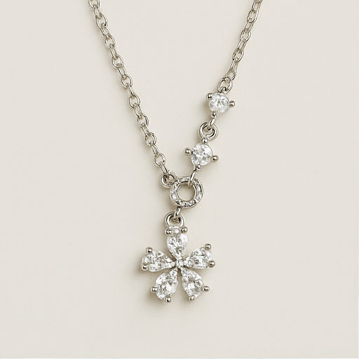 Dainty Crystal Flower Pendant Necklace - PEACORA